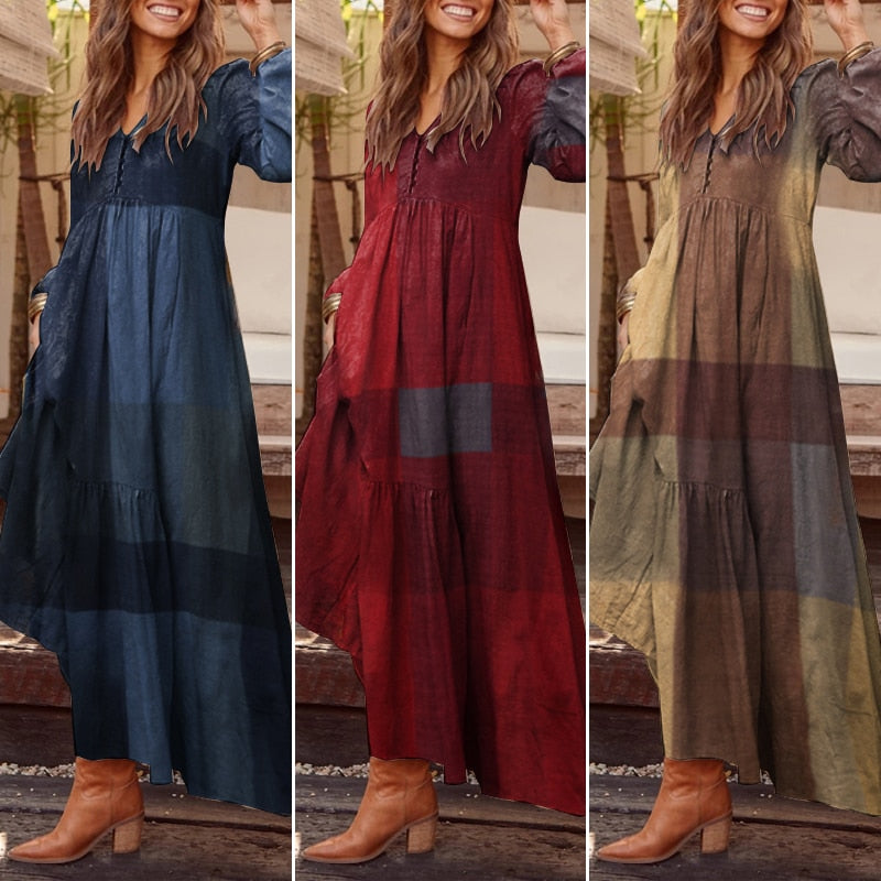 Bohemian Shirt Dress Women's Maxi Sundress