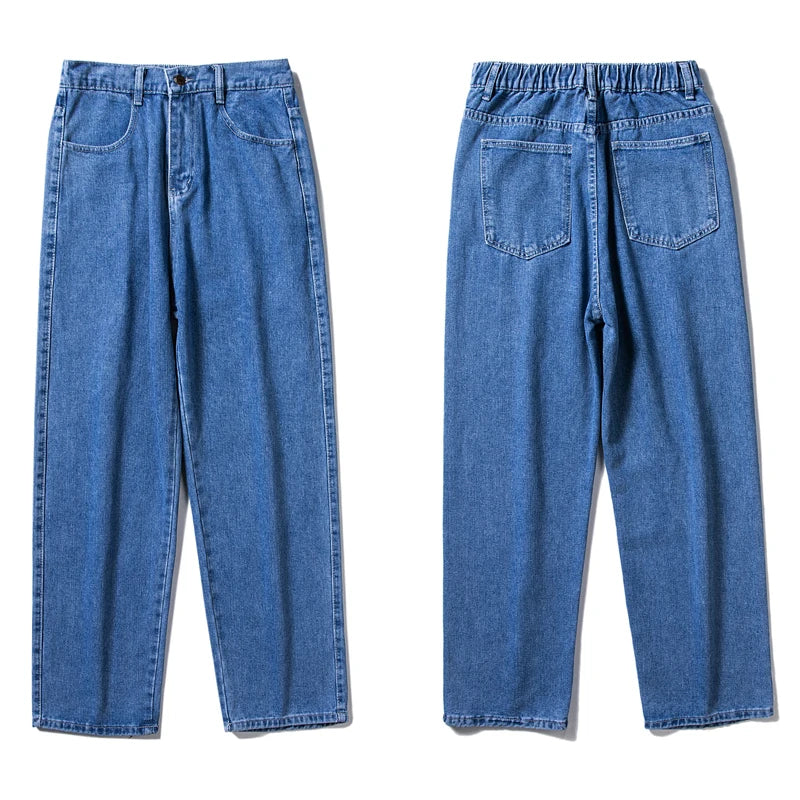 Men Denim Wide-leg Pants Korean Style Straight Baggy Jeans