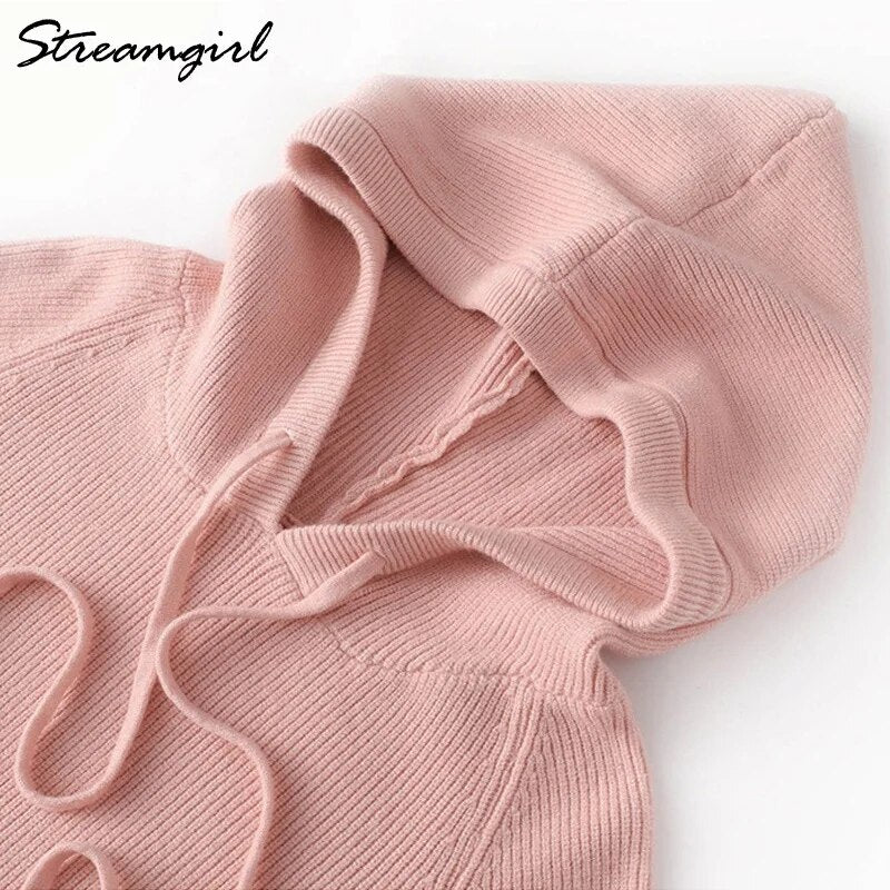 Sweatshirts Hoodies Solid Knitted Pullovers Clothes