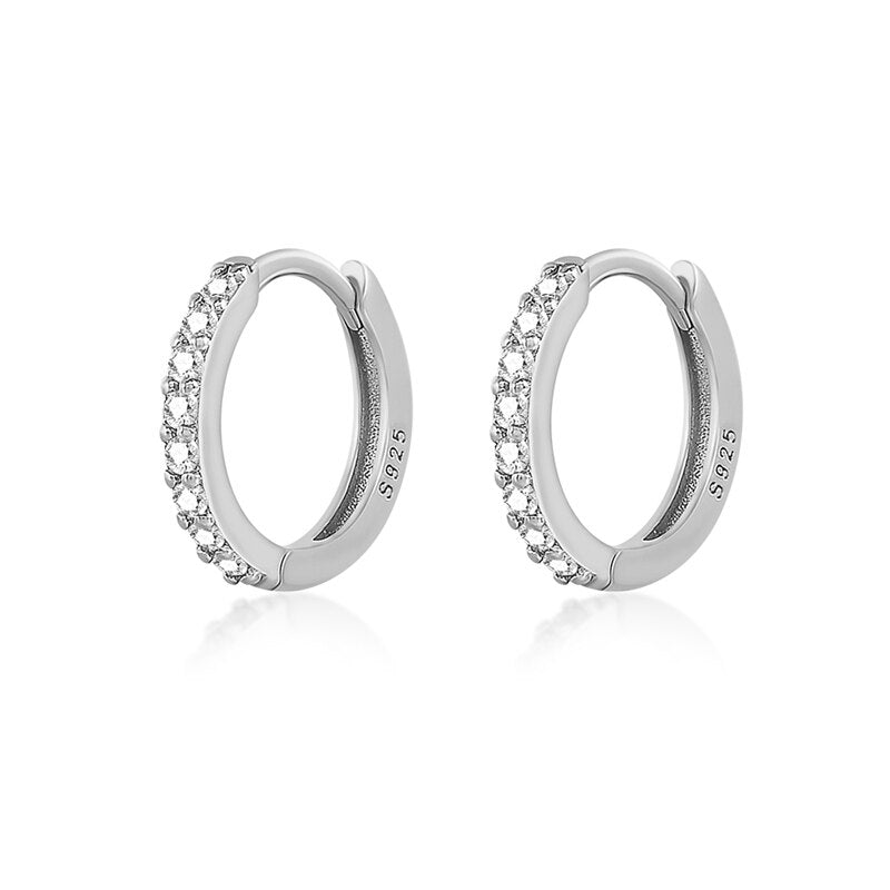 Minimalism Round Heart Pin Crystal Hoop Earrings