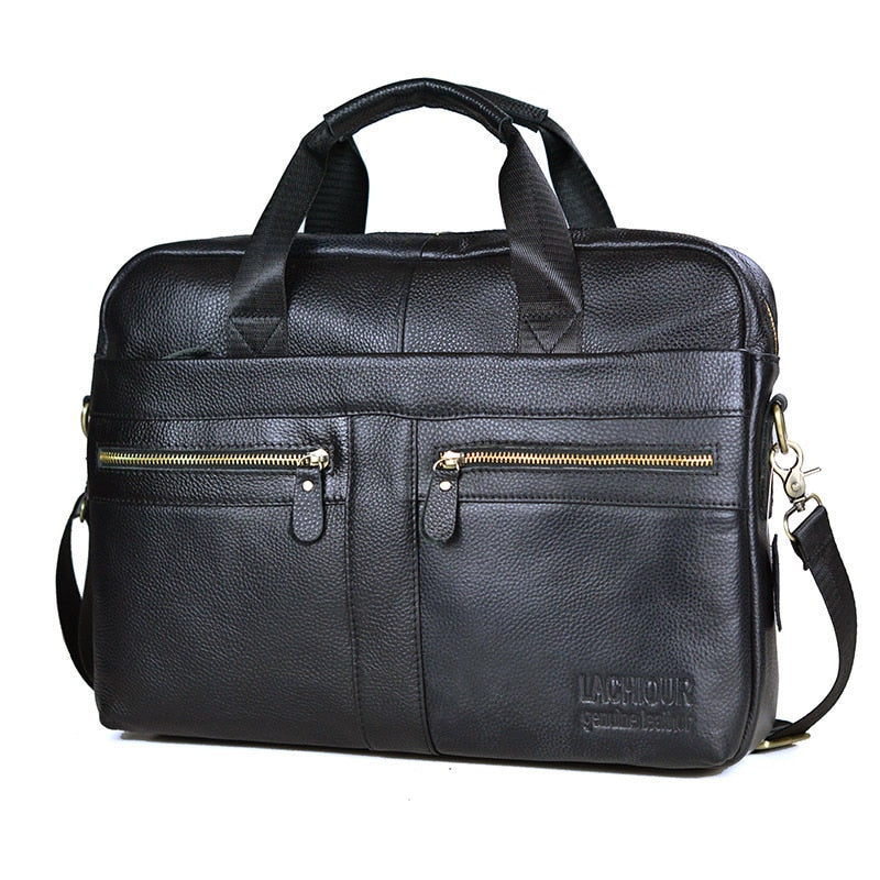 Men Genuine Leather Handbags Casual Leather Laptop Bags