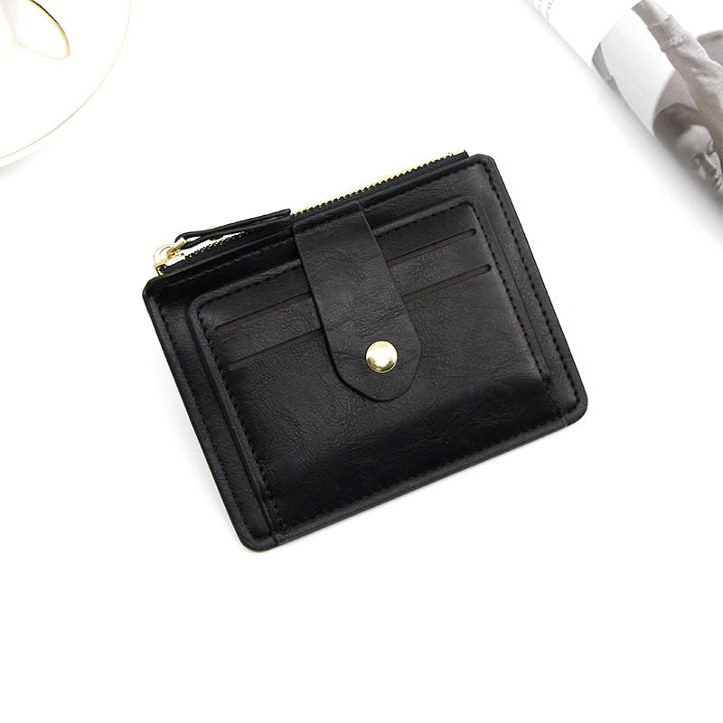 Small Fashion ID Card Holder Slim Leather Wallet