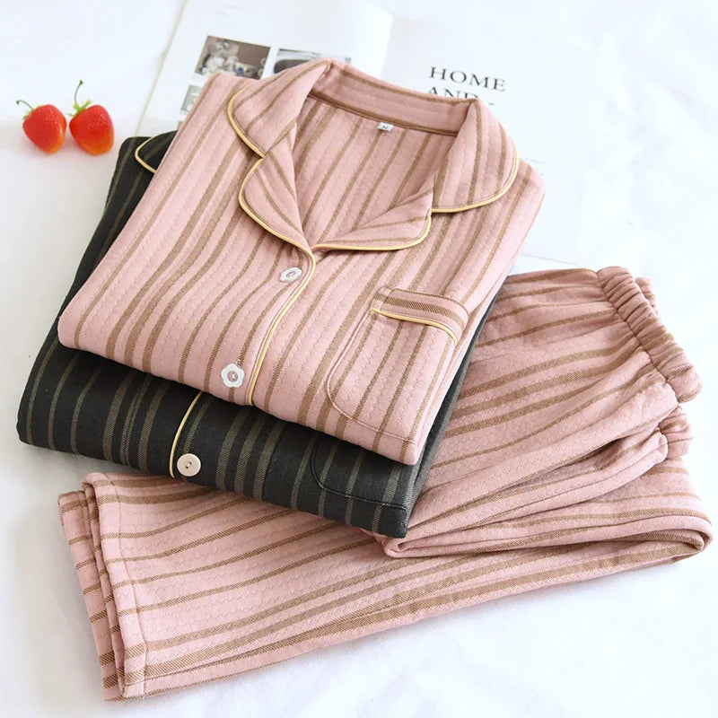 couple pajamas two-piece long-sleeved trousers home service suits