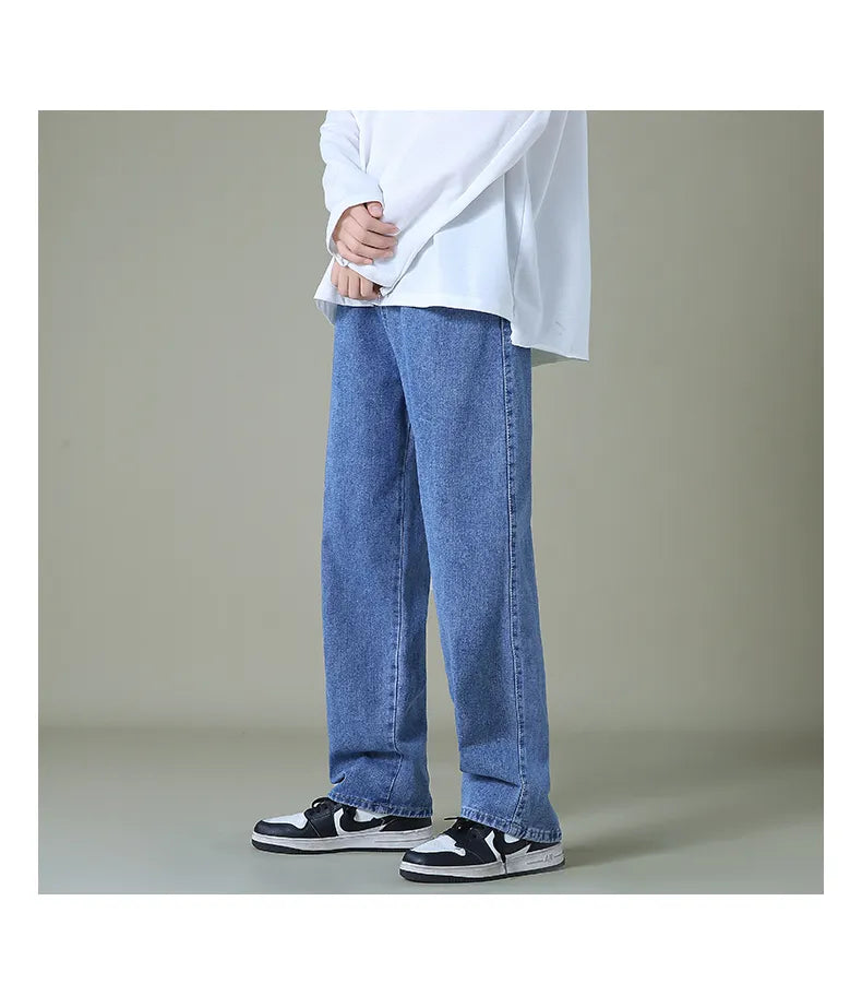 Streetwear Men's Blue Wide Leg Jeans Autumn Style Fashion