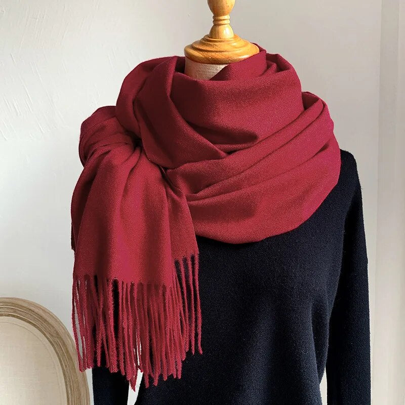 Brand Solid Shawls and Wraps Casual Tassel Business Scarf