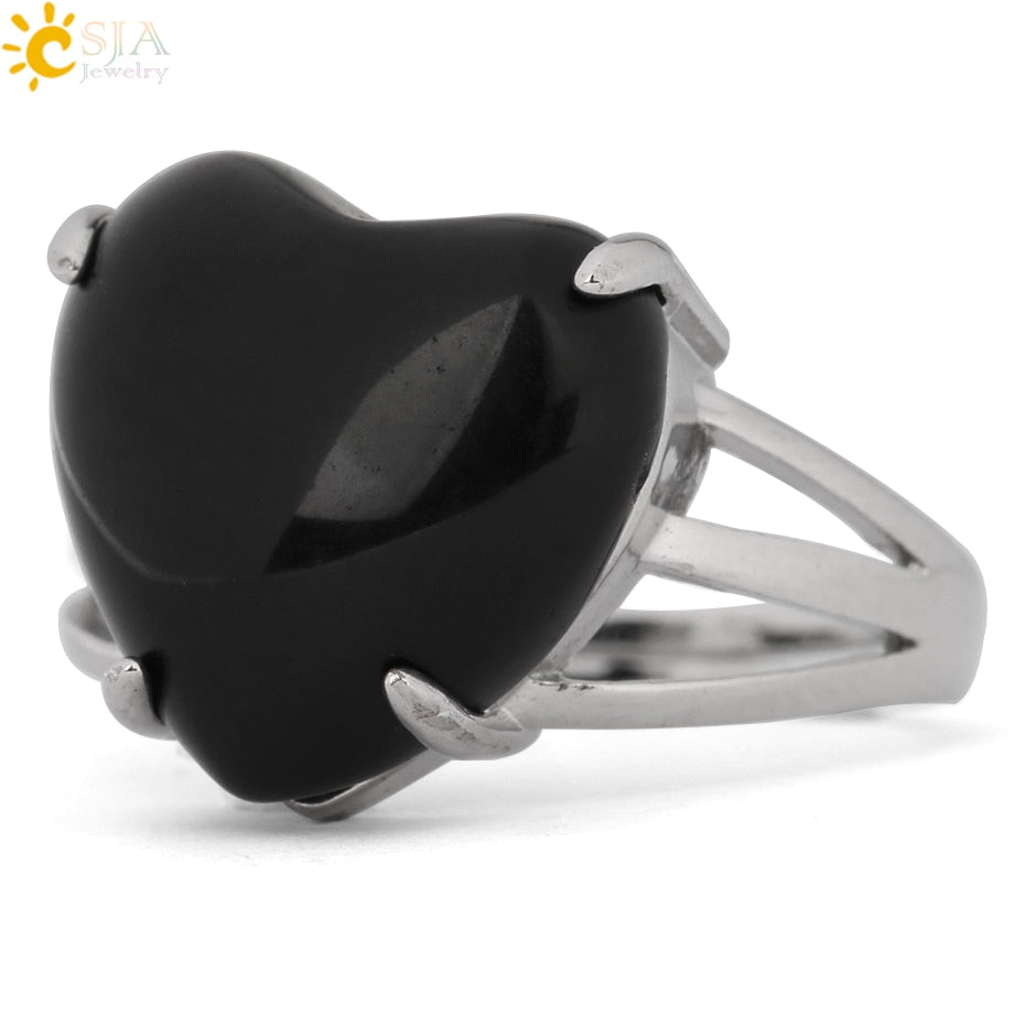 Crystal for Women Silver Color Natural Stone Adjustable Rings