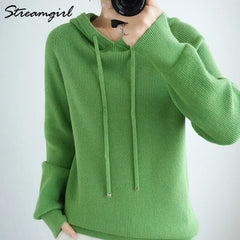 Sweatshirts Hoodies Solid Knitted Pullovers Clothes