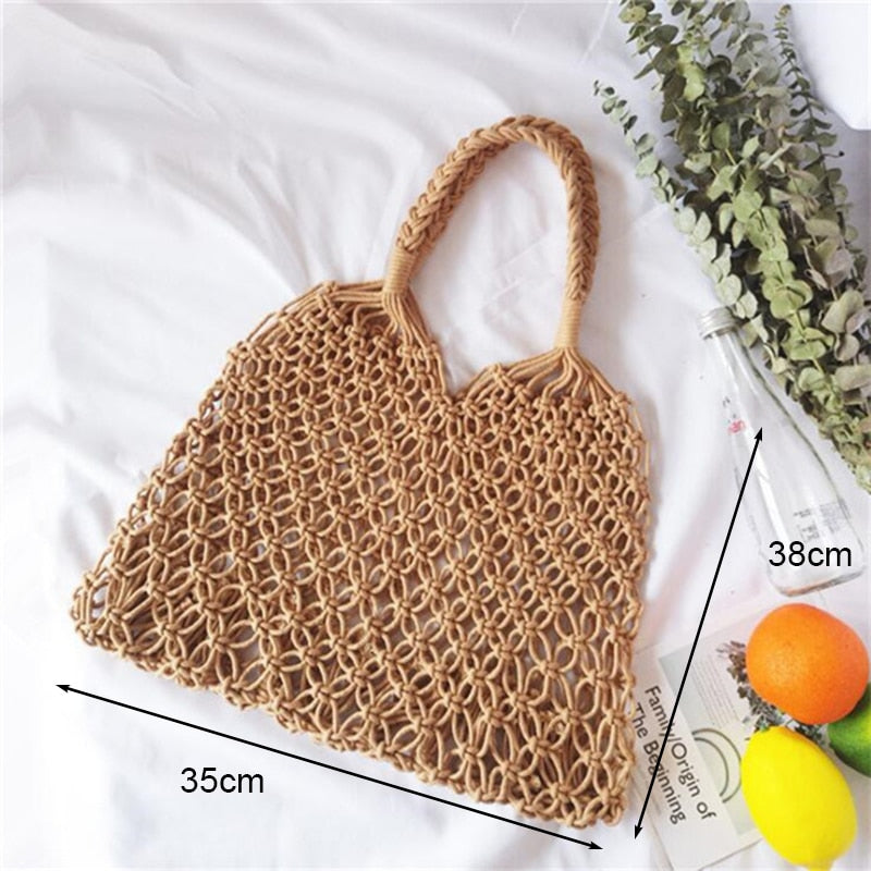 Round Straw Beach Vintage Handmade Woven Shoulder Bag