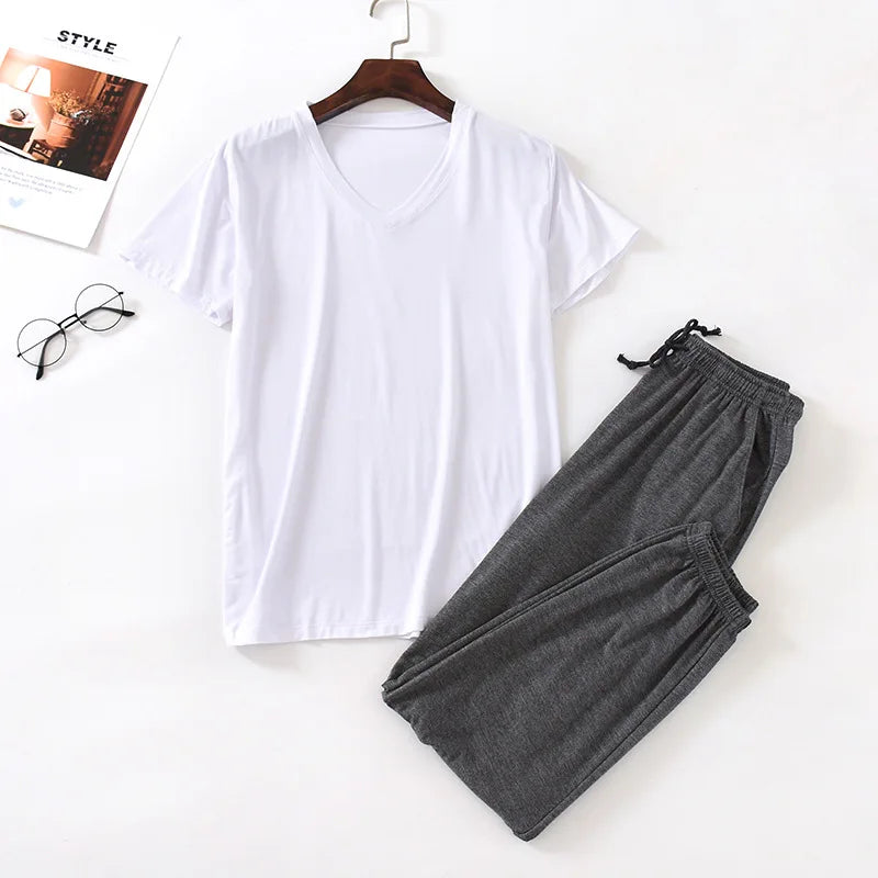 men's pajamas suit modal viscose short-sleeved trousers