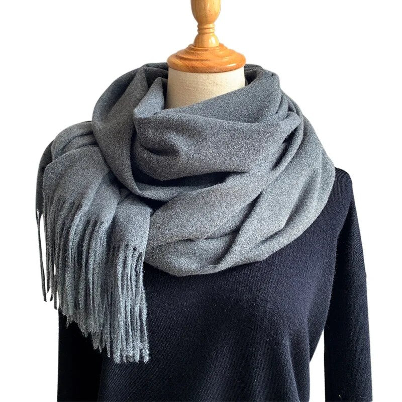 Brand Solid Shawls and Wraps Casual Tassel Business Scarf