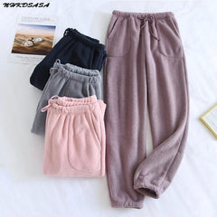 Fleece Plush Pajama Pants Winter Thick Home Pants