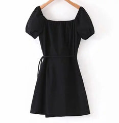 Style V neck Front Slit Wrap Dress Tie Bow Lace up Waist