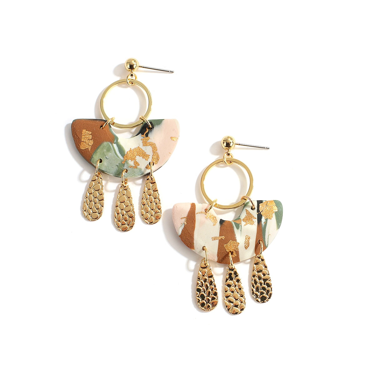 Handmade Polymer Clay Drop Earrings Fashion Pattern