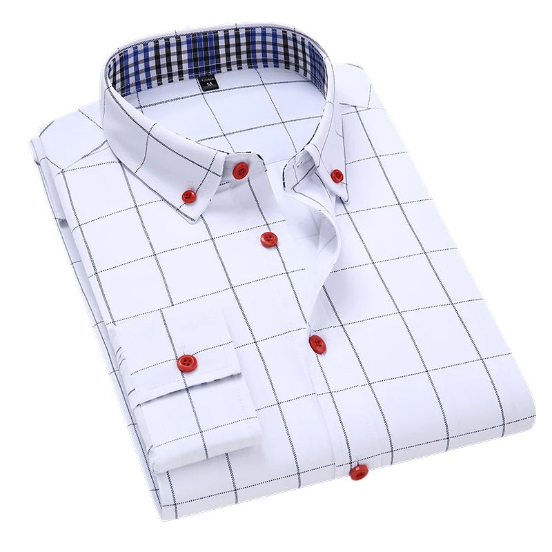 Men's Business Casual Plaid Shirt Fashion Classic Style