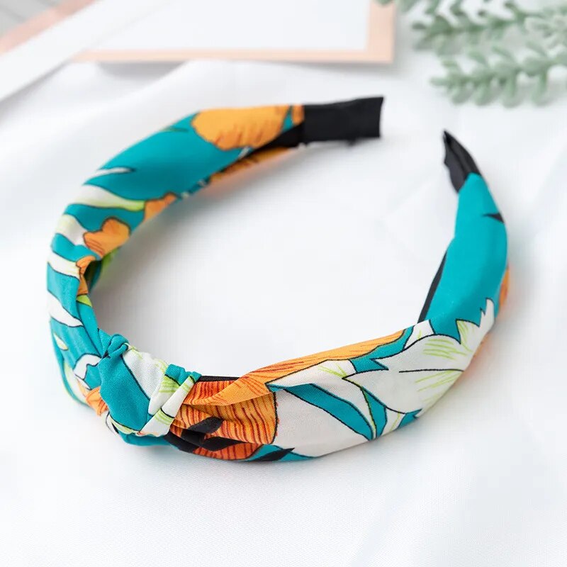 Flower Headband Women Solid Color Knotted