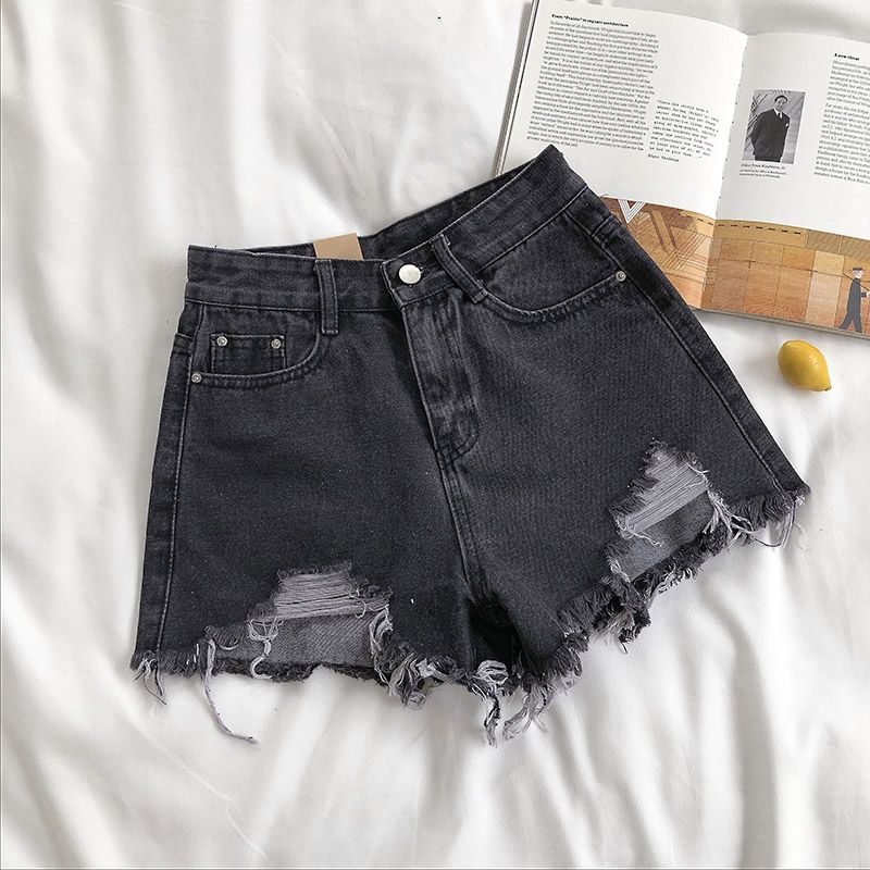 Casual High Waist Denim Ripped jeans Short