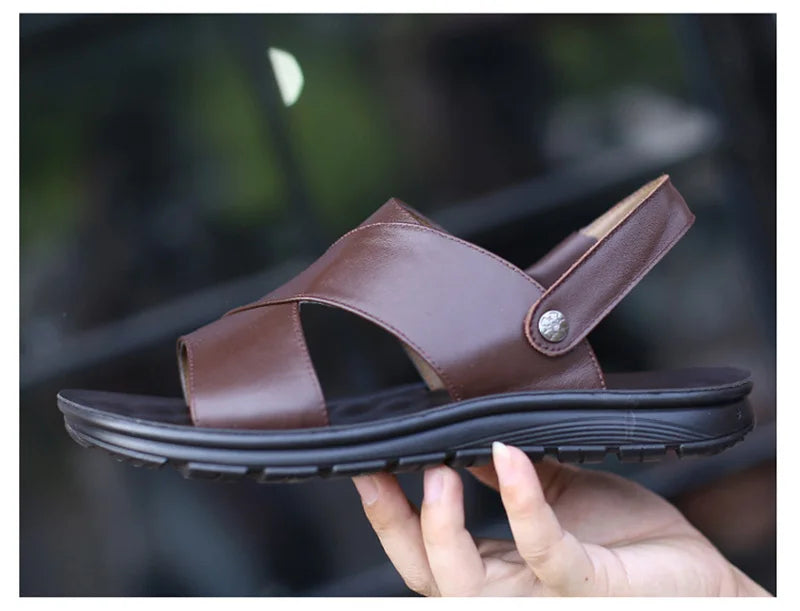 Men Sandals Genuine Leather Shoes Beach Footwear