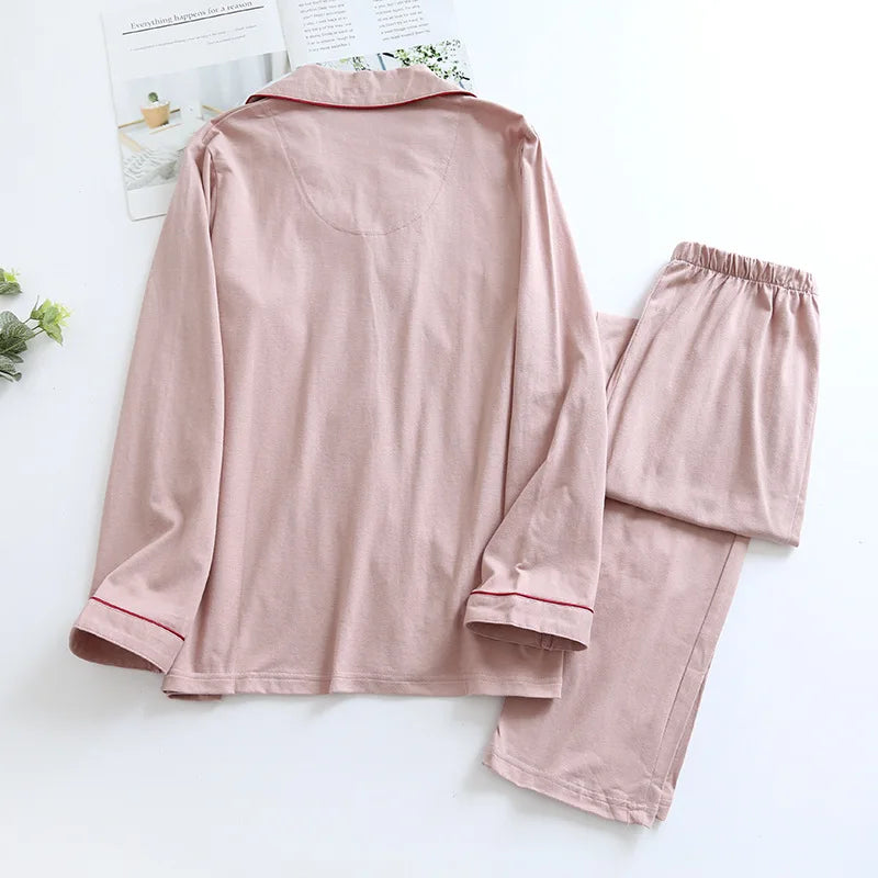 style couple pajamas long-sleeved pure cotton knit home service suit