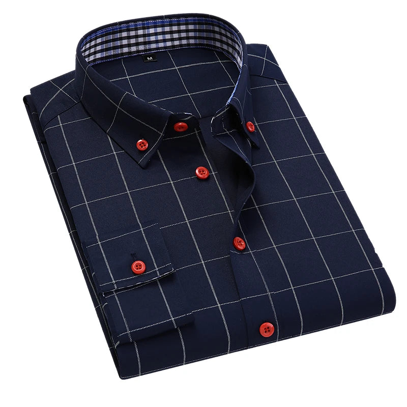 Men's Business Casual Plaid Shirt Fashion Classic Style