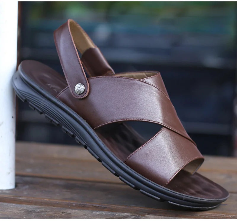 Men Sandals Genuine Leather Shoes Beach Footwear