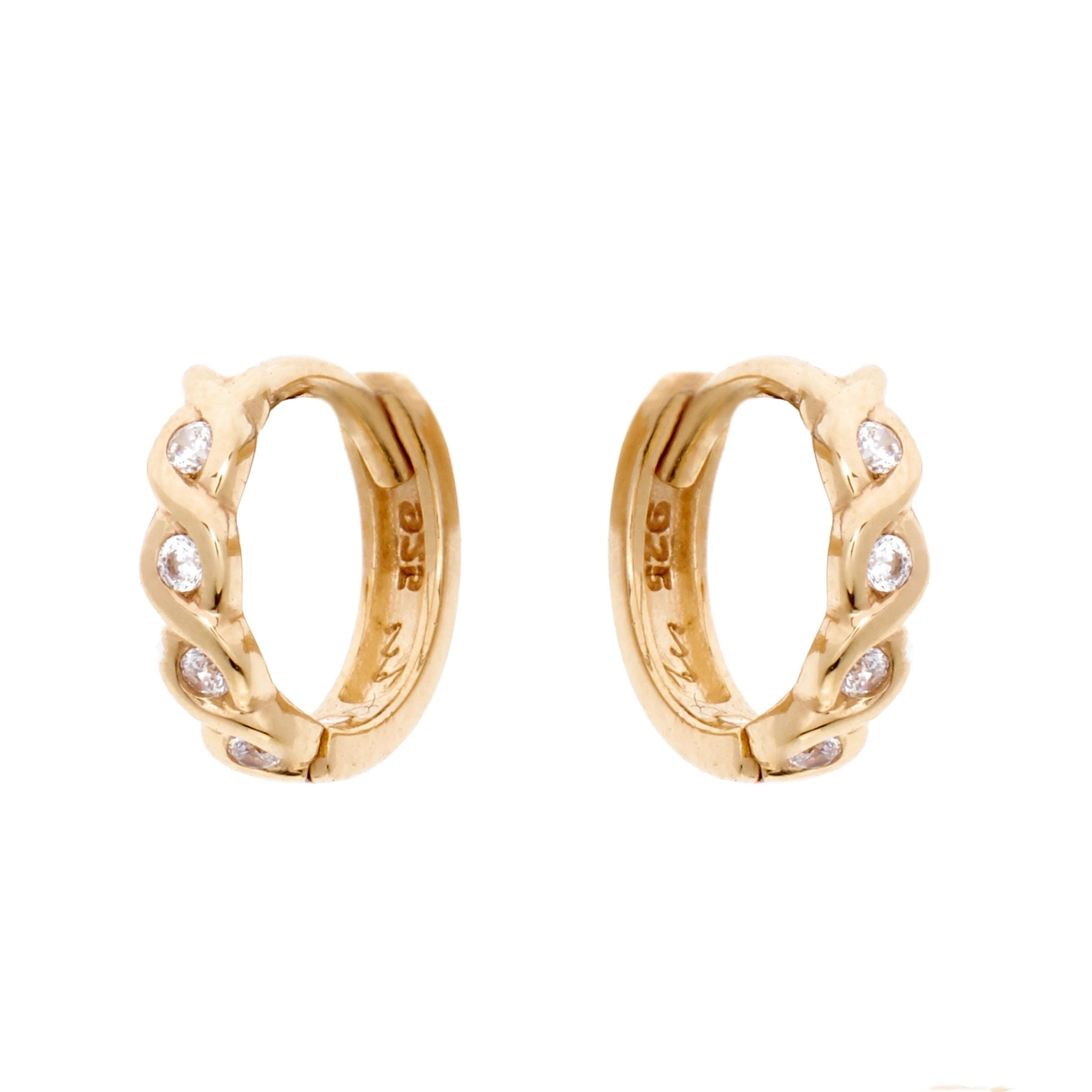 Minimalism Round Heart Pin Crystal Hoop Earrings