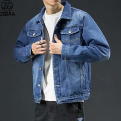 Men Light Blue Winter Jean Jackets Outerwear