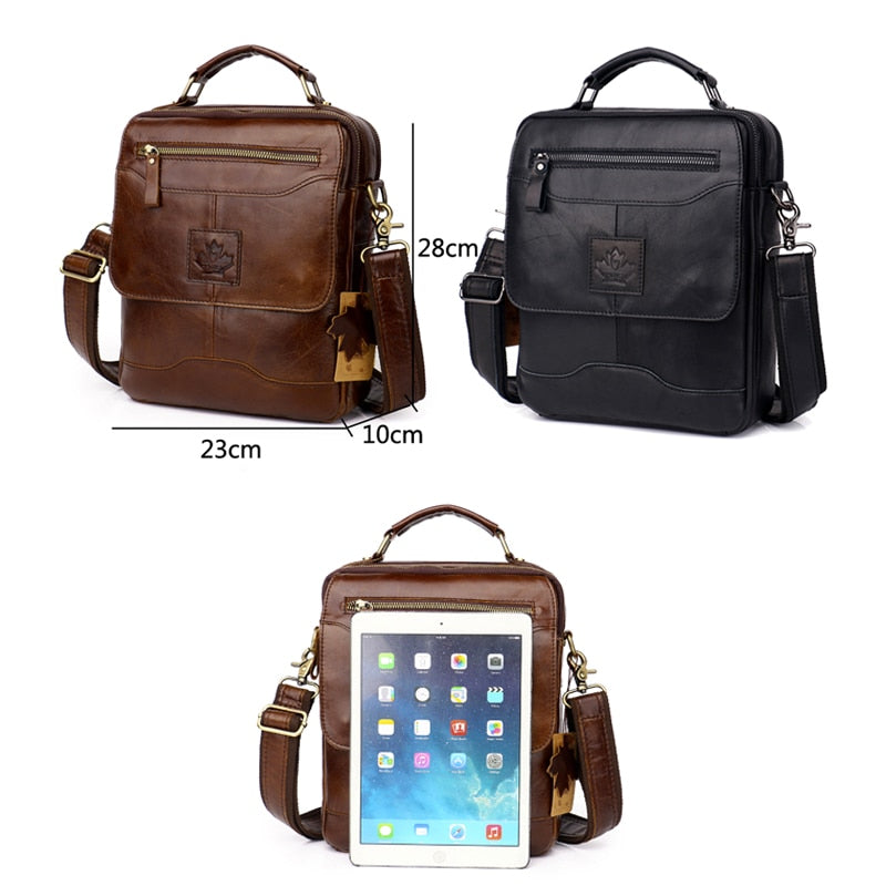 Men Shoulder Genuine Leather Bag Vintage Flap