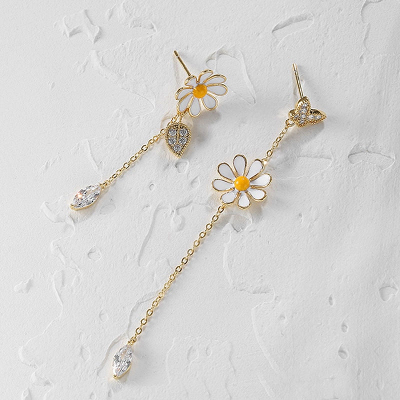 Style Long Daisy Flower Earrings Style