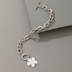 1Pc Flower Silver Color Chain Wrist Bracelet