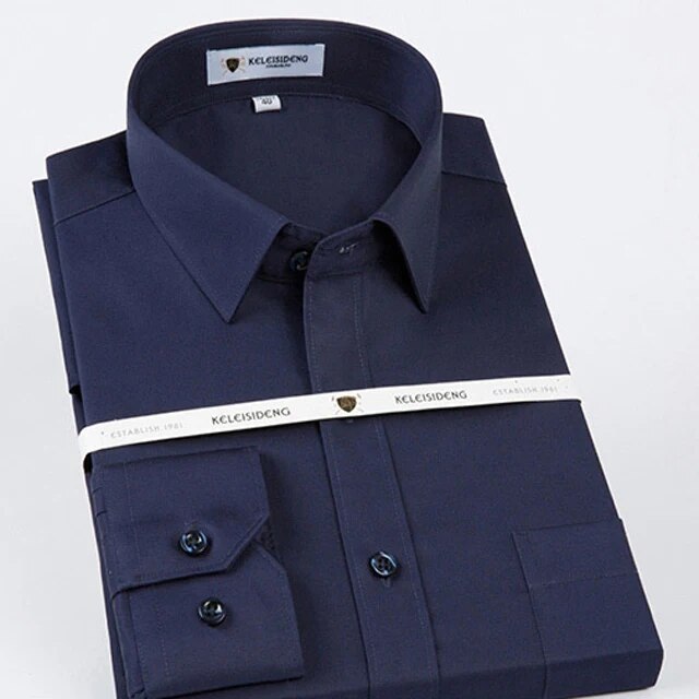 Men's Standard-fit Solid Basic Dress Shirt Formal Business