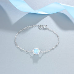 Sterling Silver Square Created Blue Chain Bracelets Bangles