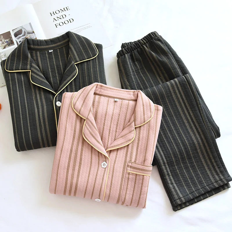 couple pajamas two-piece long-sleeved trousers home service suits