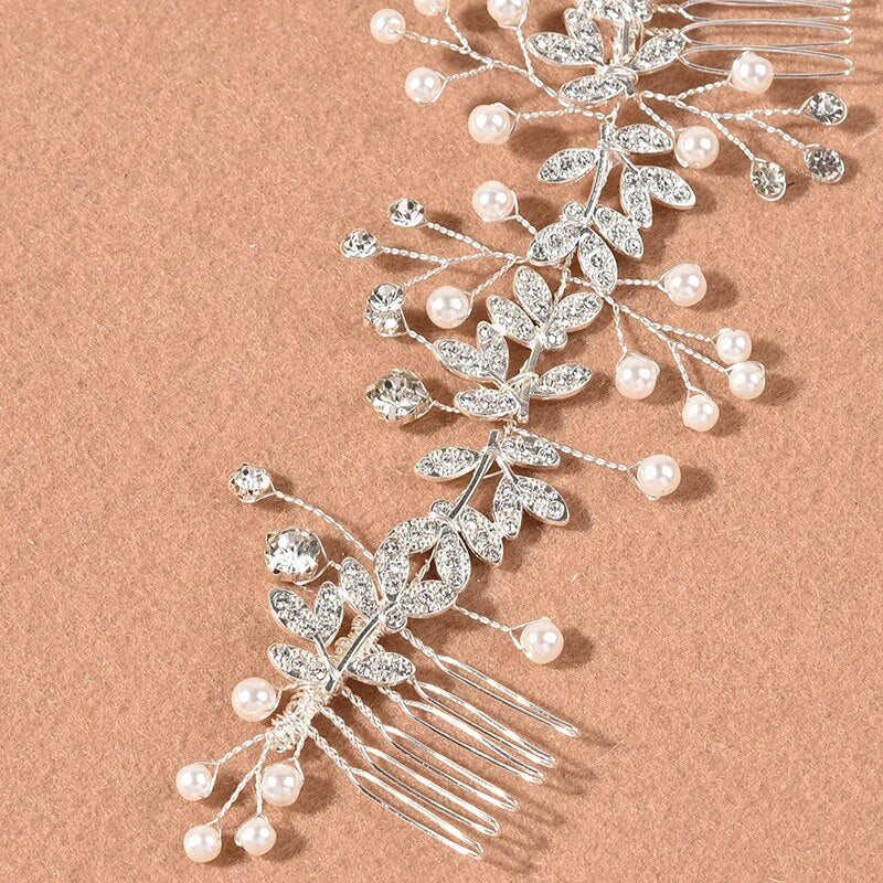 Weave Pearl Crystal Wedding Hair Combs Hair Accessories