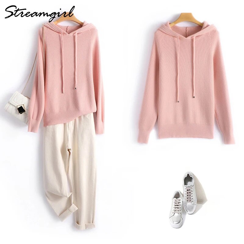 Sweatshirts Hoodies Solid Knitted Pullovers Clothes