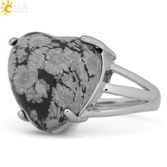 Crystal for Women Silver Color Natural Stone Adjustable Rings