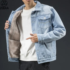 Men Light Blue Winter Jean Jackets Outerwear