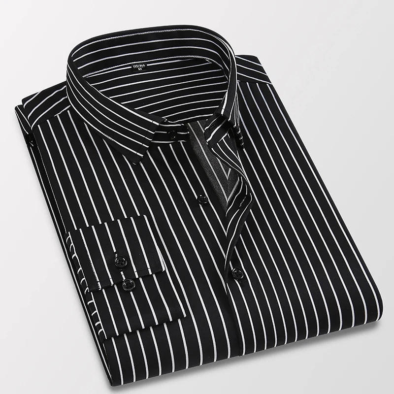 Classic Men's Striped Long-sleeved Shirt Business Fashion