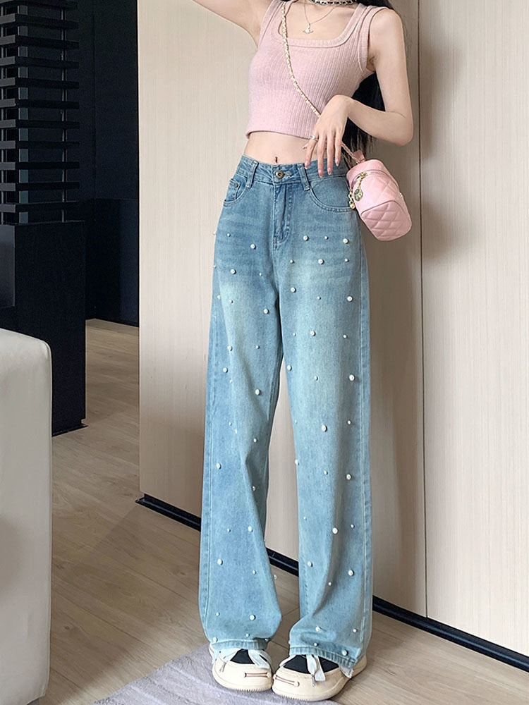 Design Sense Pearl Slimming Loose Casual Baggy Jeans