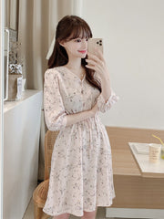 Flower Print Evening Long Vintage Dresses