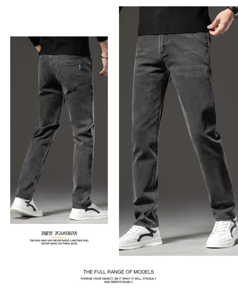 Men's Fashion Slim Fit Jeans Classic Stretch Cotton Straight Denim Pants