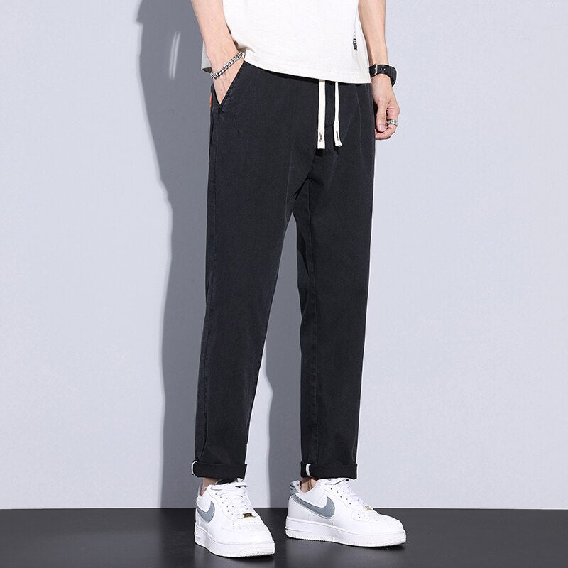 Brand Clothing Summer Casual Pants Men Stretch Elastic Waist Classic