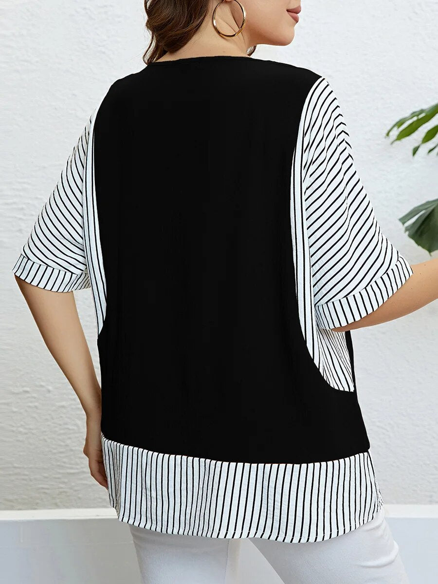 Summer panels plus-size blouses Style