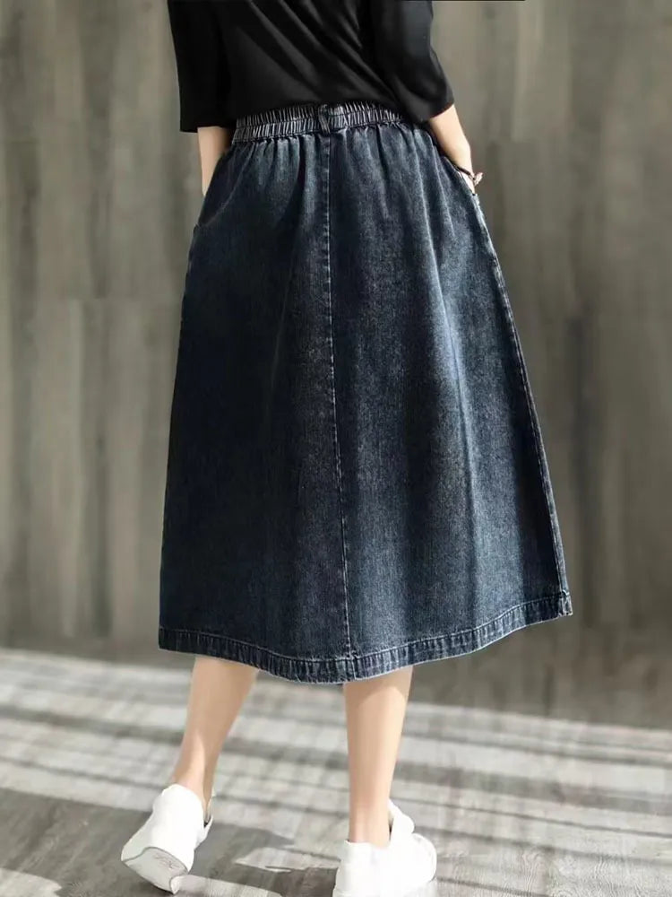 Streetwear Fashion Vintage Loose Denim Skirts Classic Clothing