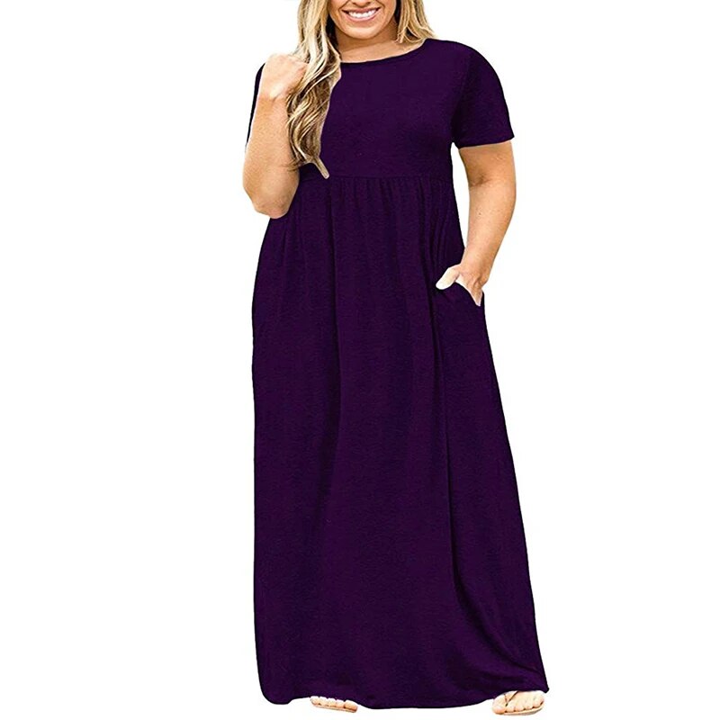 Plus Size Women Clothing  Short Sleeve Loose Plain Casual