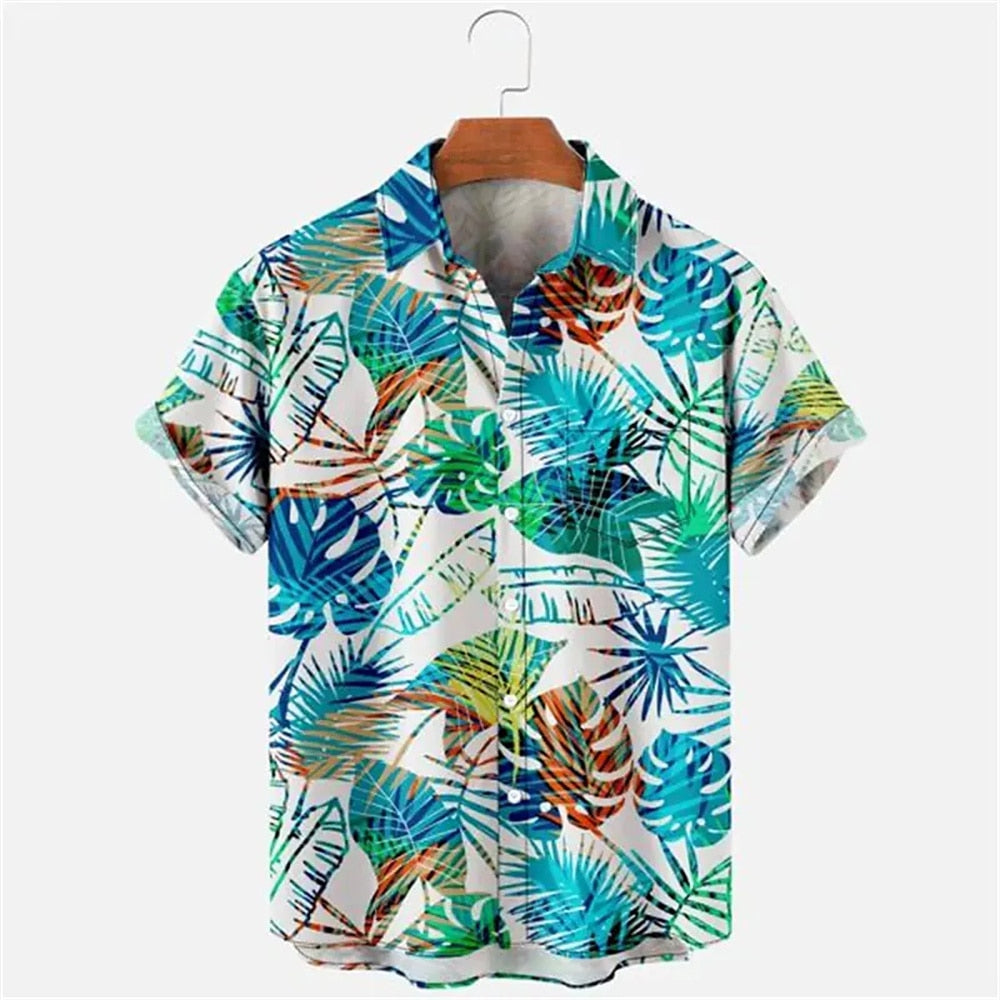 Hawaiian Men Flower Shirt Clothes Loose Street Casual Chic