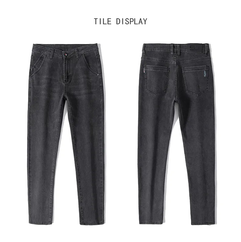 Men's Fashion Slim Fit Jeans Classic Stretch Cotton Straight Denim Pants