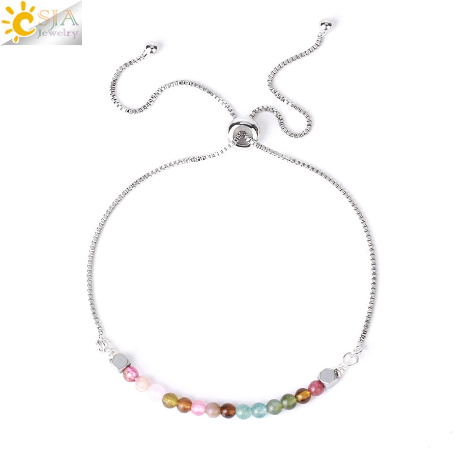 Chakra Summer Stone Color Stainless Steel Bracelets