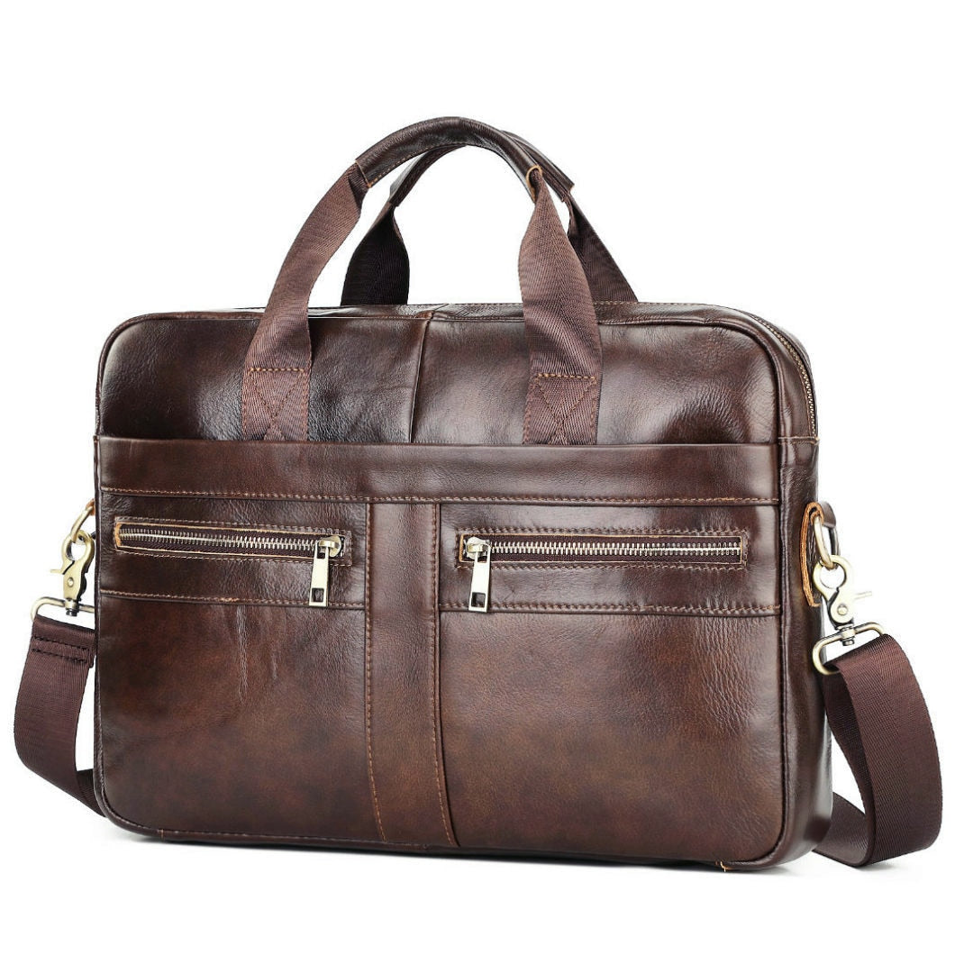 Men Genuine Leather Handbags Casual Leather Laptop Bags