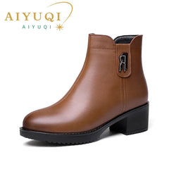 Women Snow Genuine Leather Large Size Ankle Boots