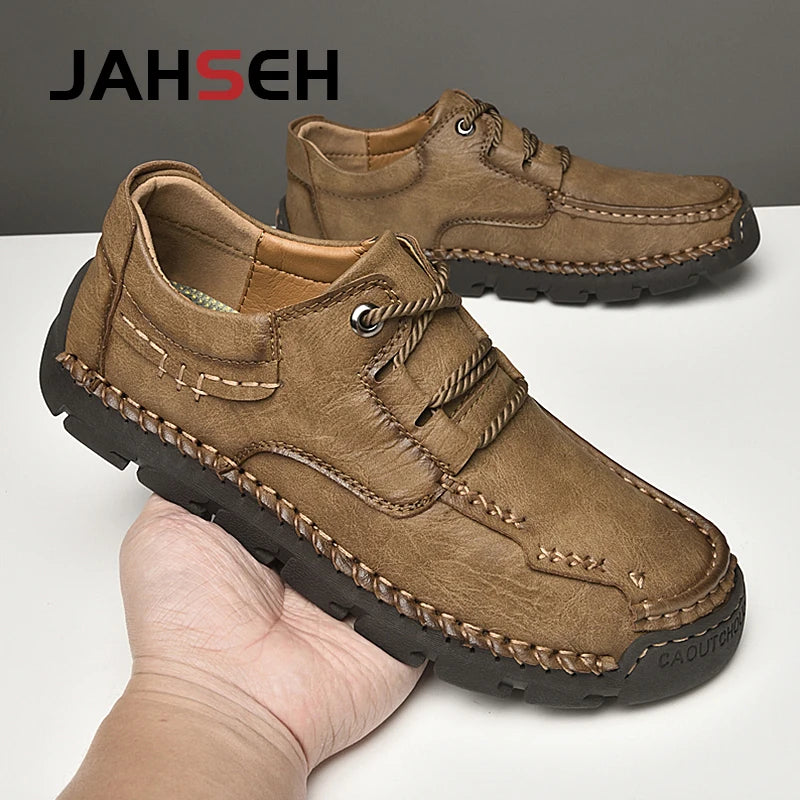 Genuine Leather Men Casual Shoes Trend Lace Up Shoes